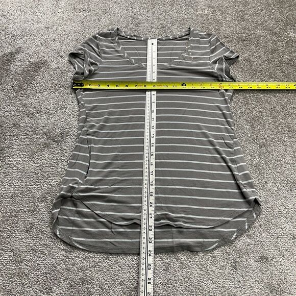 Columbia T Shirt Top Womens Small Gray Striped Pockets Round Neck Short Sleeve - Picture 7 of 12